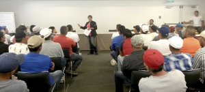 Stemilt employee and H-2A member participant, Elizabeth Hernandez answers questions prior to visiting the U.S. Consulate in Tijuana, Mexico on on May 12, 2014. <b>(Courtesy Heri Chapula/Washington Farm Labor Association)</b>