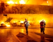 Blue Bird, a Central Washington fruit packing company, plans to replace this controlled-atmosphere warehouse destroyed by fire in early March in Peshastin. (Reilly Kneedler/The Wenatchee World)