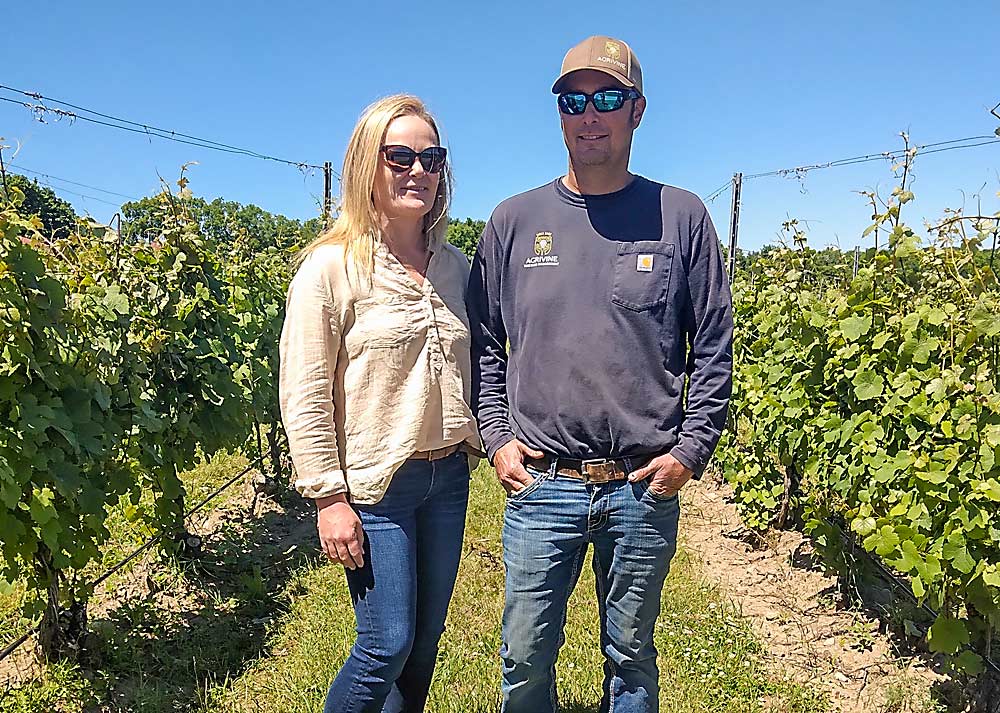 Jen and Ben Bramer started Agrivine, their vineyard management company, in 2008, and the company grew with the AVA. They now manage nearly half the vineyard acres on Old Mission Peninsula. (Matt Milkovich/Good Fruit Grower)