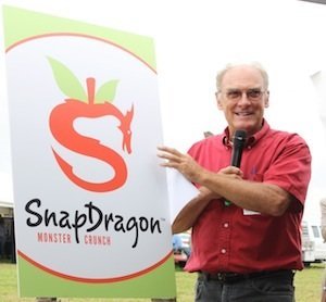 Jeff Crist shows the new logo for SnapDragon (formerly New York 1), pictured right. Photos courtesy of Cornell University