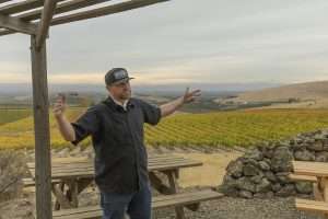 Andrew Schultz shares his vision for Elephant Mountain Vineyards, where his wine career began, after buying the site to support his crew and business. (Kate Prengaman/Good Fruit Grower)