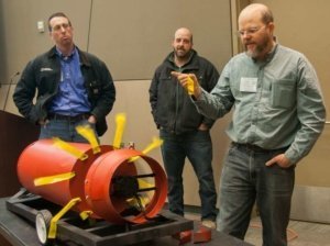 Michigan State University entomologist Matt Grieshop explains how to optimize airblast sprayer performance for organic fruit growers during a session at the Great Lakes Fruit and Vegetable and Farm Market Expo in Grand Rapids, Michigan, on December 7, 2017. (Kate Prengaman/Good Fruit Grower)