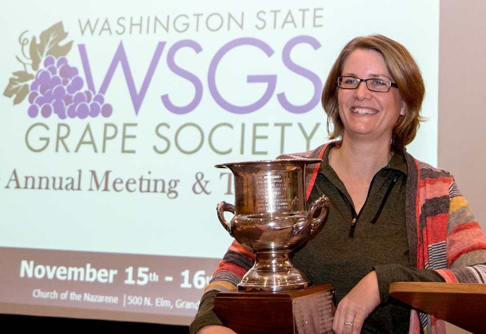 Gwen Hoheisel at the Washington Grape Society annual meeting on November 16, 2018, in Yakima, Washington. (Ross Courtney/Good Fruit Grower)