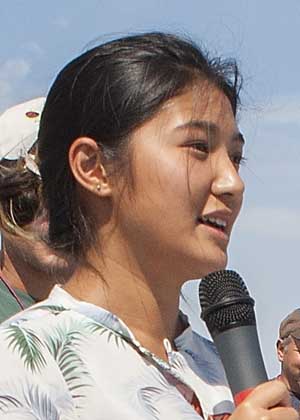 One of two Cornell University researchers who conducted fire blight research this summer, Amelia Zhao told growers who attended the 2016 Cornell Fruit Field Day that biocontrol product performance could be significantly enhanced when applied in combination with certain fungicides. (Dave Weinstock/Good Fruit Grower)