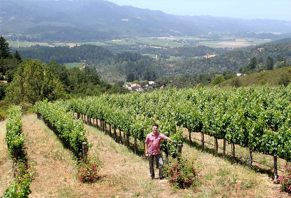 Napa vineyardist Ralph Hertelendy of Hertelendy Vineyards, shows off the view over the 4-acre, mountainside property he purchased in 2014. He opposed Measure C, saying it would have placed unnecessary restrictions on the already heavily restricted agricultural community. <b>(Leslie Mertz/for Good Fruit Grower)</b>
