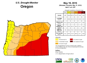 Oregon drought conditions as of May 19, 2015. (Courtesy NOAA, USDA)