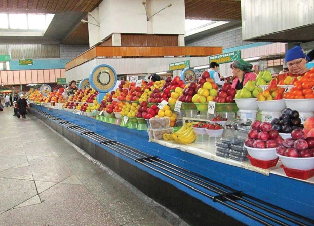 Almaty, the capital of Kazakhstan, would be a good market for Kyrgyz fruit if it could be accessed more easily. It is only 60 miles away from Issak-Kul but it takes seven hours to drive there. <b>(Courtesy Randy Smith)</b>