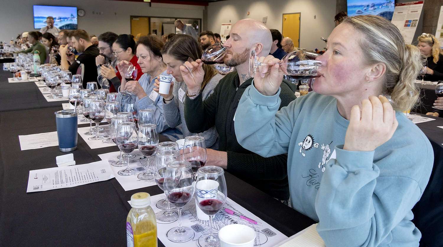 Washington winemakers tasting intentionally smoke-tainted research wine