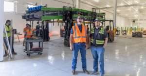 Ray Schmitten, president of Blue Bird, left, and Shawn Cox, president of Peshastin Hi-Up Growers