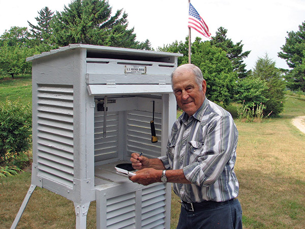 Herb Teichman visits his weather station every day, and has done so for 45 years as an observer for the National Weather Service. 