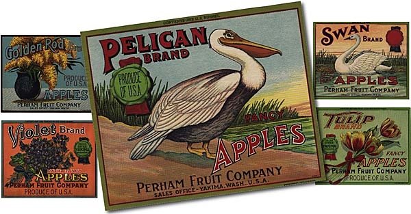 Perham Fruit Company used these five labels during the 1920s  and 1930s. 