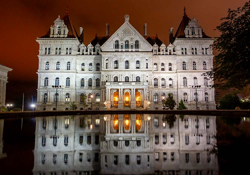 The New York State Capitol in Albany. The New York State Legislature passed the Farm Laborers Fair Labor Practices Act in 2019, which gave the state’s farmworkers the right to organize and bargain collectively. (TJ Mullinax/Good Fruit Grower)