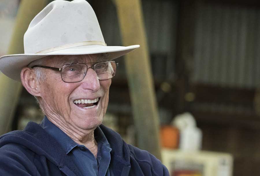 Gene Bays, 89, at Bays Ranches, in Patterson, Calif., on March 10, 2016. Bays founded what has become one of the largest processed apricot orchards in California. <b>(TJ Mullinax/Good Fruit Grower)</b>