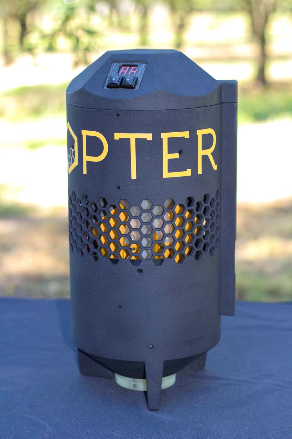 Prototype pollinator unit that would be attached to the bottom of an industrial drone. (Courtesy Dropcopter)