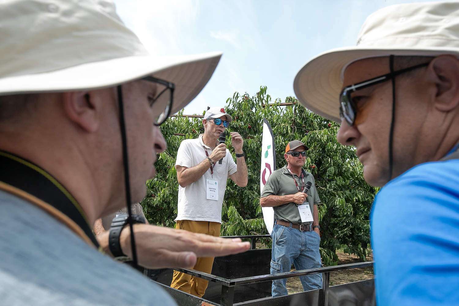 Researchers Miljan Cvetkovic of Bosnia, far left, and Milutin Karas of Serbia