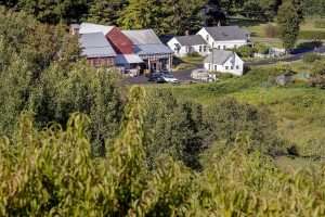 A view of Clarkdale Fruit Farms in Deerfield, Massachusetts, from a peach block last September. Peaches are a popular and profitable crop but vulnerable to spring frosts. Clarkdale is run by Tom Clark and his son, Ben, and, like other growers in the region, they prefer to grow peaches on hilltops. (TJ Mullinax/Good Fruit Grower)