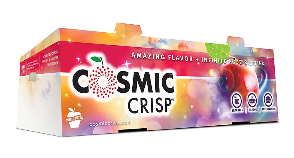 An example of Cosmic Crisp apple marketing for store displays. (Courtesy Proprietary Variety Management)
