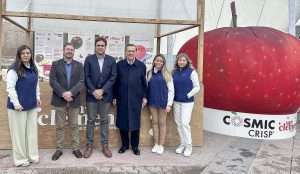 Leaders from Chilean fruit company San Clemente promote Cosmic Crisp apples during a celebration in Chile