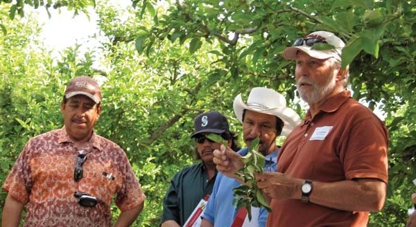 Dr. Jay Brunner (right) and the Pest Management Transition Project team have reached out to growers, consultants, and farmworkers.