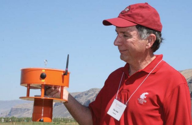 Vince Jones at Washington State University is testing the new Z-Trap, which zaps insects and records when they were trapped. It might be possible to remotely identify the type of insect, also.