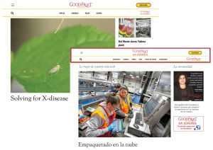 Screenshots of Good Fruit Grower's websites in English and Spanish