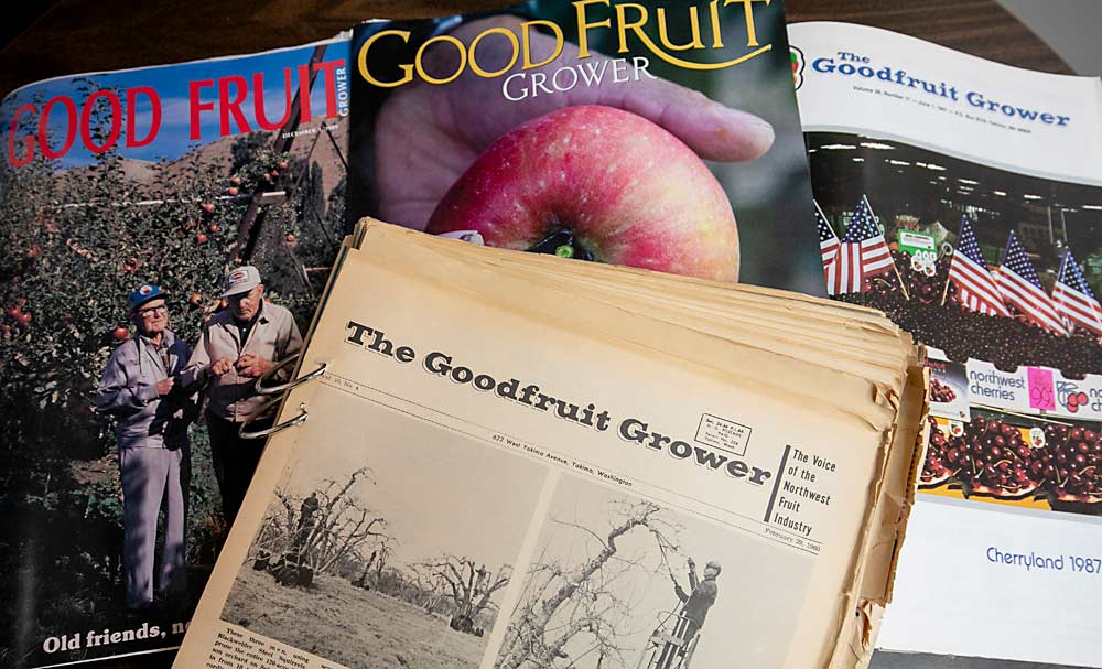 Since 1946, Good Fruit Grower magazine has gone through several changes, from newsprint to a full-color magazine to the modern era of artful photography and design that highlights the industry’s beauty. Regardless of the era, the magazine’s stories and images focus on educating and inspiring people within the industry. (TJ Mullinax/Good Fruit Grower)