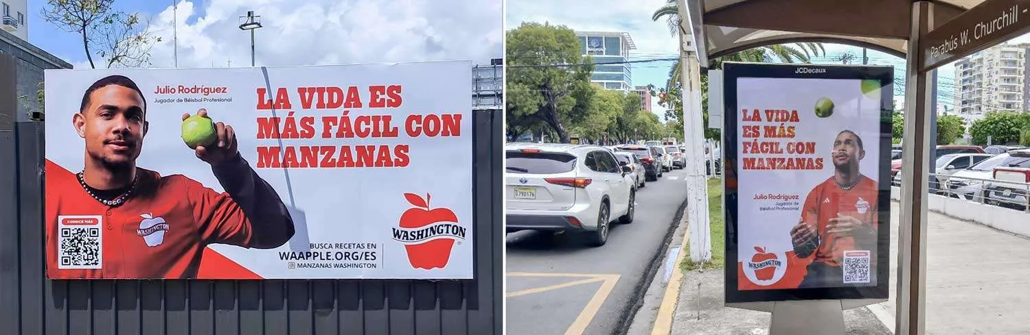 Washington Apple Commission advertising with Julio Rodriguez in the Dominican Republic