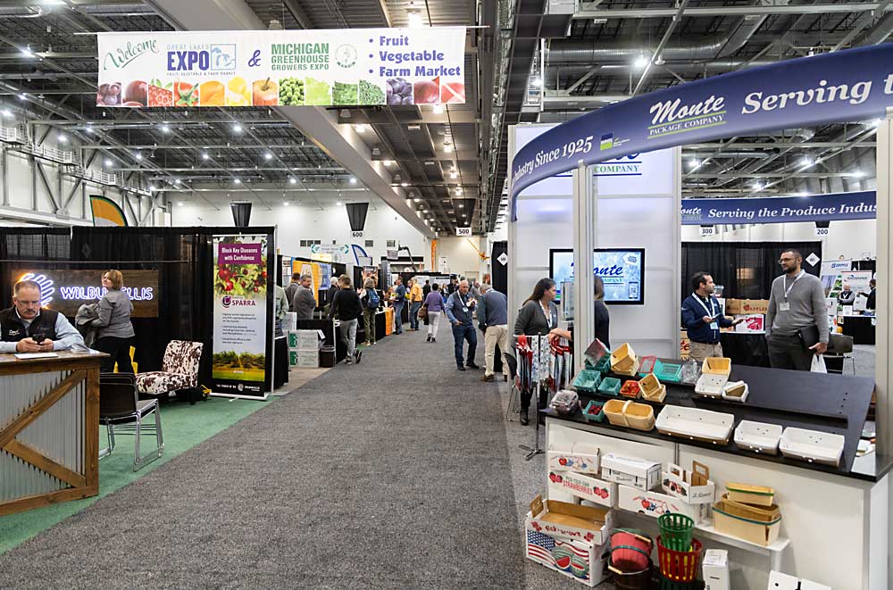 The Great Lakes EXPO averages 3,000 to 4,000 attendees who come for the trade show, educational sessions and special events held annually in Grand Rapids, Michigan, as seen here in December 2023. (Matt Milkovich/Good Fruit Grower)