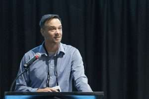 Daniel Ross of Seso, an agribusiness labor company, shares some tips for growers applying for H-2A workers for the 2026 season, in the wake of changes to the visa program, while speaking at the Washington State Tree Fruit Association Annual Meeting in Wenatchee in December. (TJ Mullinax/Good Fruit Grower)