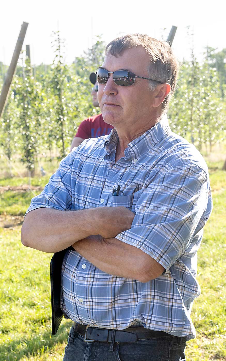 Nova Scotia apple grower Waldo Walsh uses a combination of methods to combat apple replant disease, including manure, compost, deep-ripping soil, tighter plantings and vigorous rootstocks. (Matt Milkovich/Good Fruit Grower)