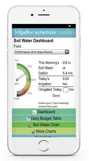 Mobile view of the Irrigation Scheduler site. (Courtesy AgWeatherNet)