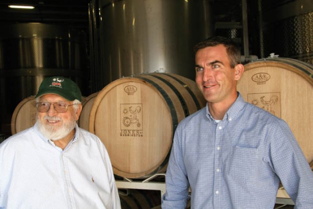 Jack, left, and Greg Jones moved the Jones of Washington winery from Quincy to the J & S Crushing facility in Mattawa in 2008. <b>(Melissa Hansen/Good Fruit Grower)</b>