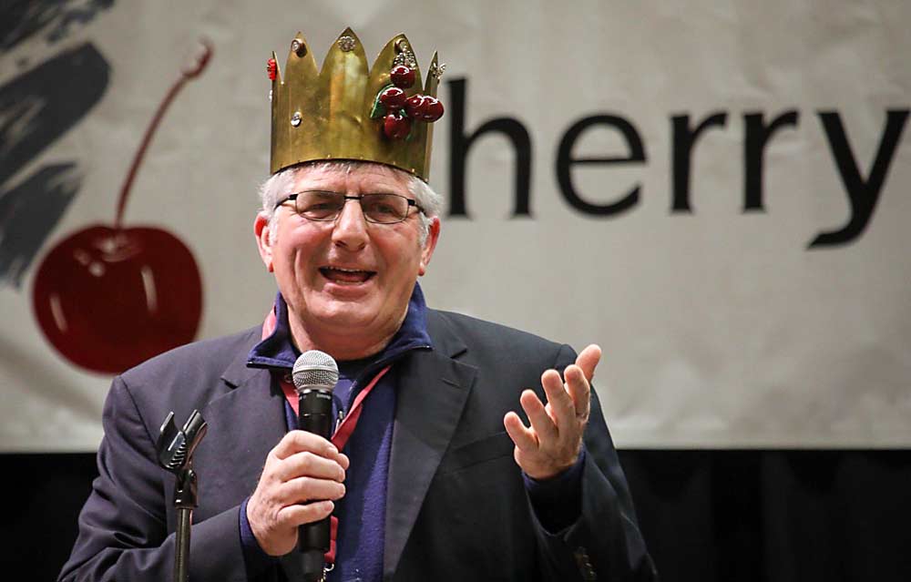 Mike Willett was named the 2019 Cherry King at the Northwest Cherry Growers’ Cherry Institute in Yakima, Washington, on Jan. 18, 2019. (TJ Mullinax/Good Fruit Grower)