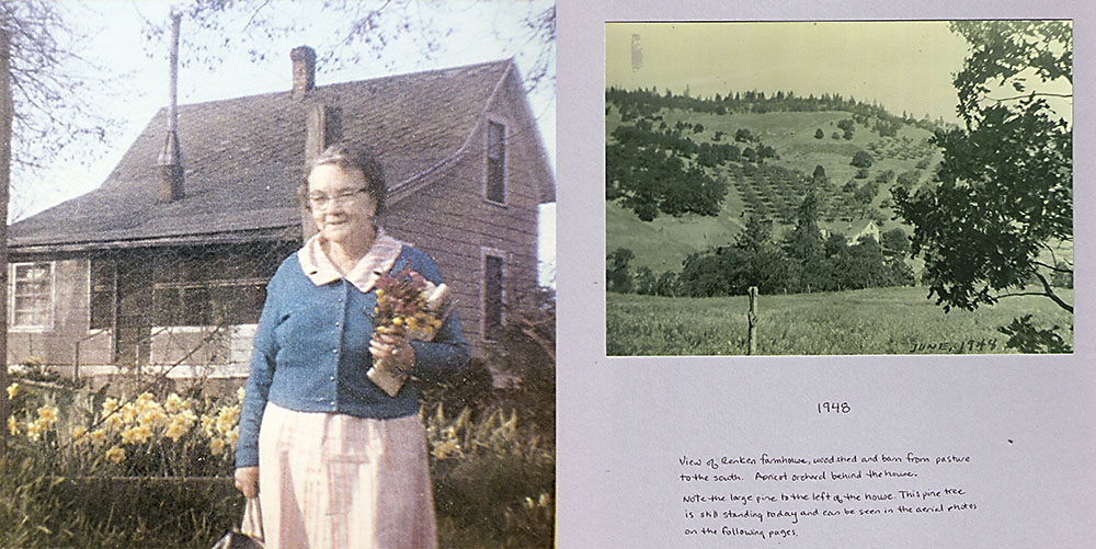 The Omeg family’s legacy in the region stretches back more than 100 years. Left, Mike Omeg’s great-grandmother Edna Renken. Right, the homestead in 1948. (Courtesy Mike Omeg)