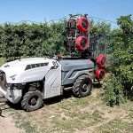 A Prospr sprayer operating in an orchard near Quincy, Washington, in June 2024
