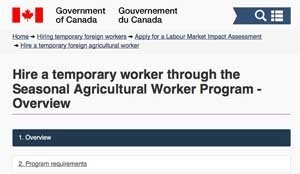 Canadian temporary worker website.