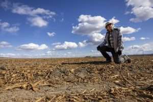 When grower Jim Baird removes an orchard, he chips the wood and discs it into the soil to boost soil health for whatever comes next. In this case, an aged-out block of Aztec Fuji makes way in March for new cherry trees at his Othello, Washington, farm. (TJ Mullinax/Good Fruit Grower)