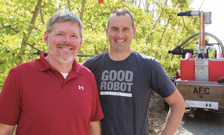 Dan Steere, left, and Curt Salisbury, co-founders of Abundant Robotics Inc. <b>(TJ Mullinax/Good Fruit Grower)</b>
