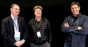 From left, Jason Matson, Tye Fleming and Scott Crawford spoke about how to reduce risk through horticultural techniques during a panel at the Washington State Tree Fruit Association’s annual meeting in December in Yakima, Washington. (TJ Mullinax/Good Fruit Grower