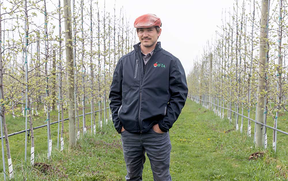 Michigan organic apple grower Kyle Rasch at Third Leaf Farm in Greenville. Rasch thinks regenerative agriculture’s time has come, so he invited John Kempf, a leader in the regenerative space, to speak to growers at the Great Lakes Fruit, Vegetable and Farm Market EXPO in Grand Rapids, Michigan, in December. (Matt Milkovich/Good Fruit Grower)