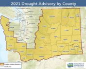 A map of the Washington counties where the state is warning of abnormally dry conditions expected for the growing season. (Courtesy Washington State Department of Ecology)