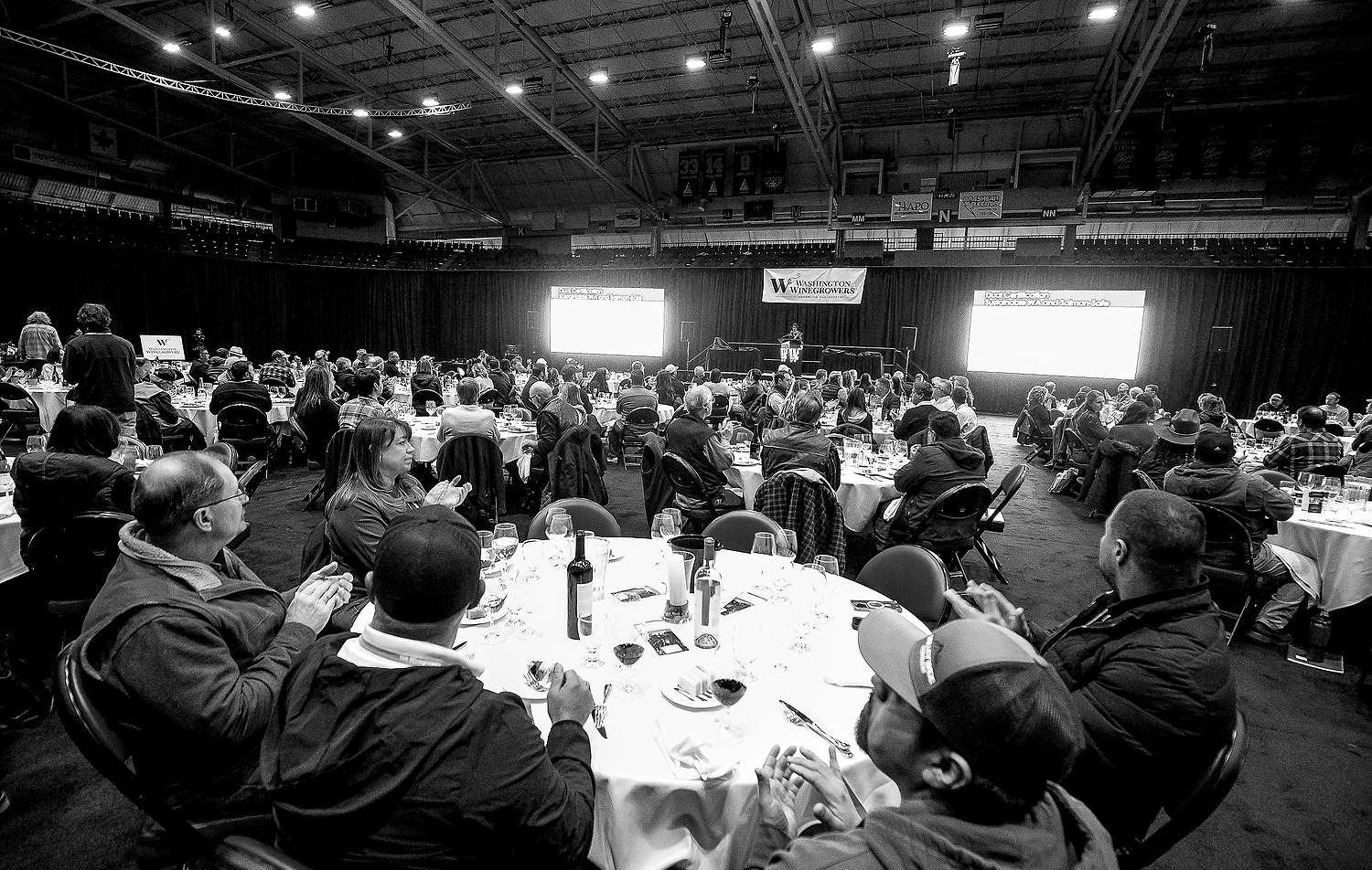 The Washington Winegrowers Association’s annual WineVit Convention and Trade Show in Kennewick, Washington, provides opportunity for the industry to collaborate and celebrate, as seen at last year’s leadership lunch. (TJ Mullinax/Good Fruit Grower)