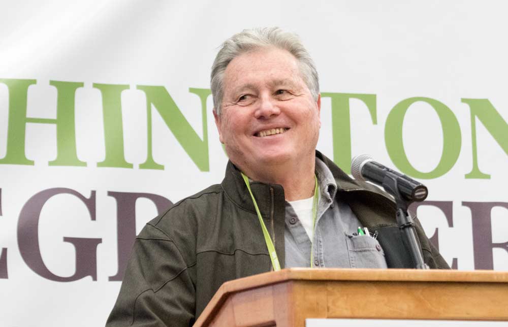 Tom Waliser was presented with the Industry Service Award during the 2018 Washington Winegrowers convention luncheon in Kennewick, on February 6, 2018. (TJ Mullinax/Good Fruit Grower)
