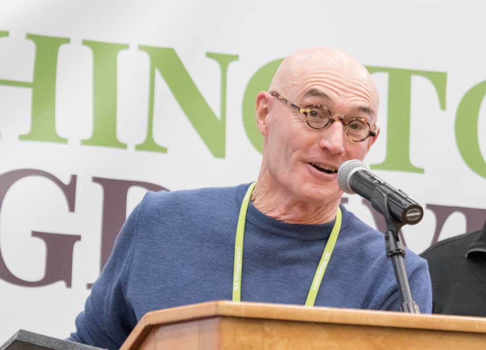 Rick Small was presented with the Grand Vin Award during the 2018 Washington Winegrowers convention luncheon in Kennewick, on February 6, 2018. (TJ Mullinax/Good Fruit Grower)